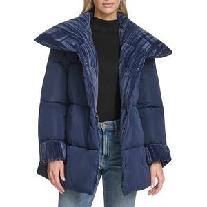 Andrew Marc Womens  Emerson Belted Wrap Coat, Blue